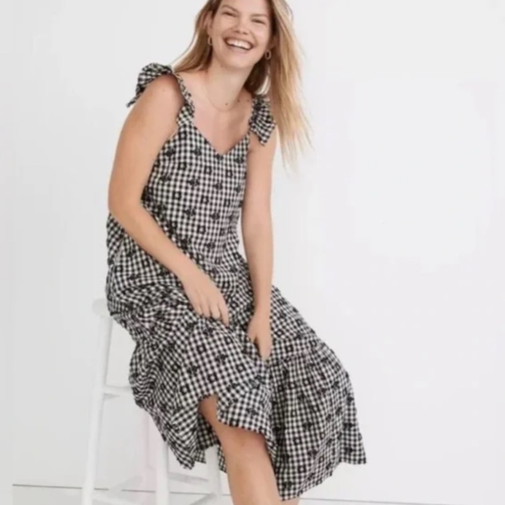 Madewell Black and White Gingham Dress